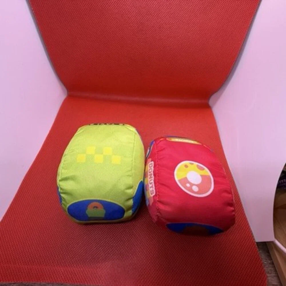 Melissa And Doug Take Along Cars Lot Of 2 Donuts & Taxi Soft Rattle Baby toy Car